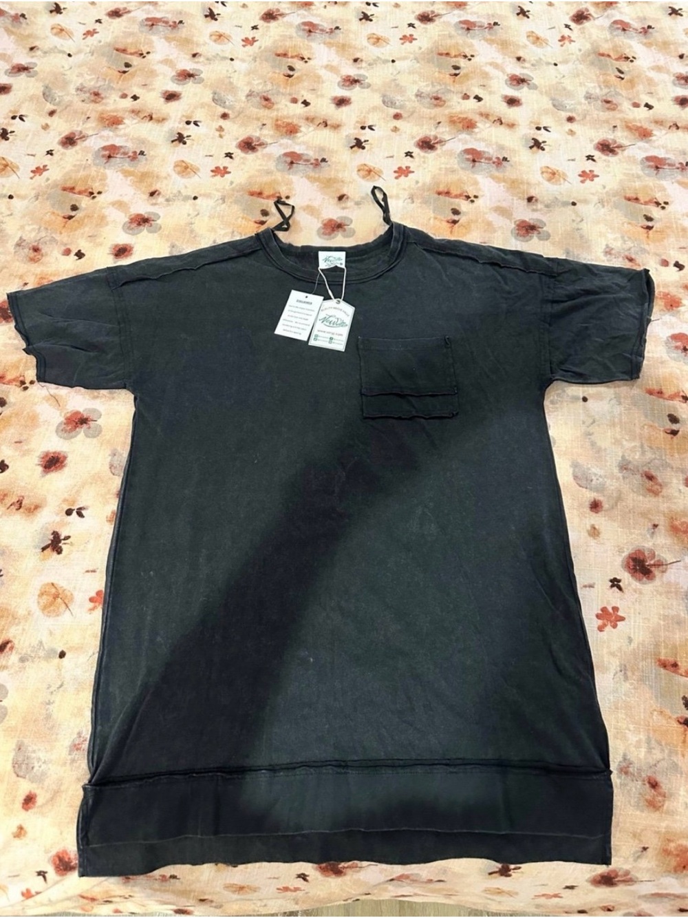 Women's Boutique Black Pocket T-Shirt Dress Large